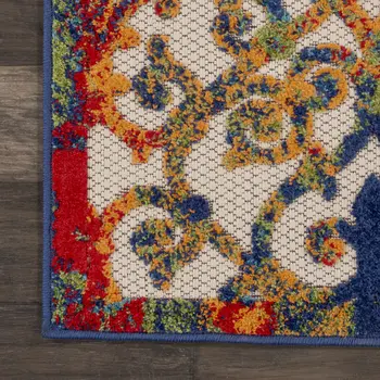 3' X 4' Ivory And Blue Indoor Outdoor Area Rug