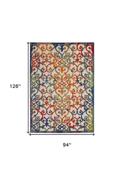 8' X 11' Ivory And Blue Indoor Outdoor Area Rug