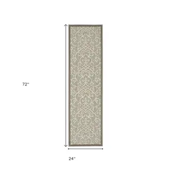 6' Gray And Ivory Indoor Outdoor Area Rug