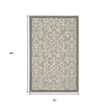 3' X 4' Gray And Ivory Indoor Outdoor Area Rug