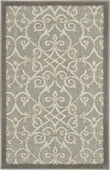 3' X 4' Gray And Ivory Indoor Outdoor Area Rug