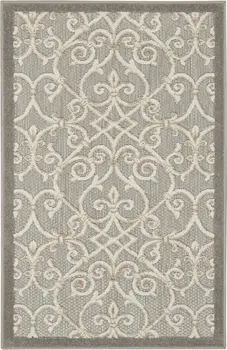 3' X 4' Gray And Ivory Indoor Outdoor Area Rug
