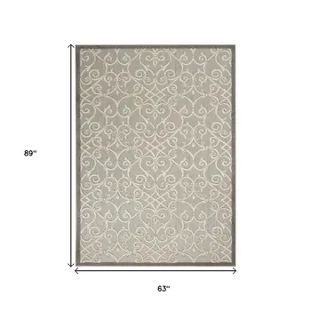 5' X 8' Gray And Ivory Indoor Outdoor Area Rug