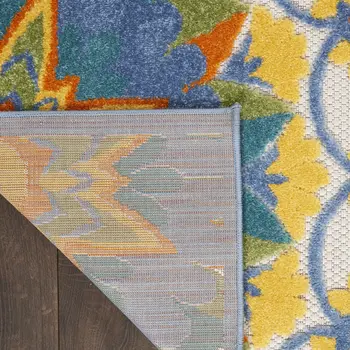 5' X 8' Ivory And Blue Floral Indoor Outdoor Area Rug