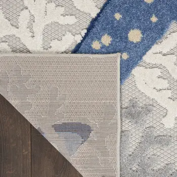 7' X 10' Blue And Gray Indoor Outdoor Area Rug