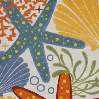 7' X 10' Yellow And Ivory Indoor Outdoor Area Rug
