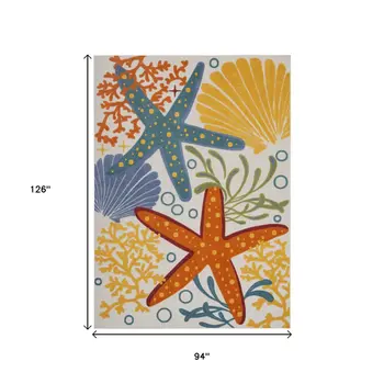 8' X 11' Yellow And Ivory Indoor Outdoor Area Rug