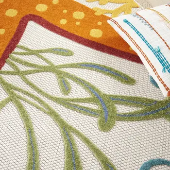 8' Yellow And Ivory Round Indoor Outdoor Area Rug