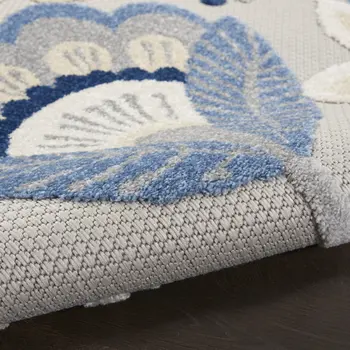 4' X 6' Blue And Gray Indoor Outdoor Area Rug