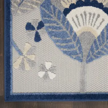 4' X 6' Blue And Gray Indoor Outdoor Area Rug
