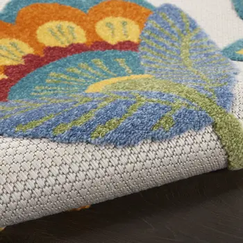 6' X 9' Yellow And Ivory Indoor Outdoor Area Rug