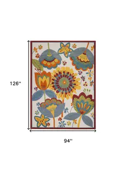 8' X 11' Yellow And Ivory Indoor Outdoor Area Rug