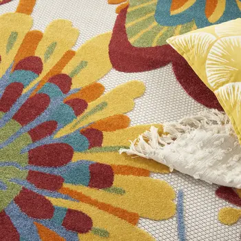 8' Yellow And Ivory Round Indoor Outdoor Area Rug