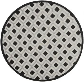 4' Black And White Round Indoor Outdoor Area Rug