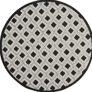 4' Black And White Round Indoor Outdoor Area Rug
