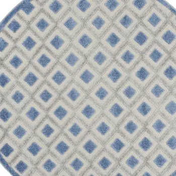 4' Blue And Gray Round Indoor Outdoor Area Rug
