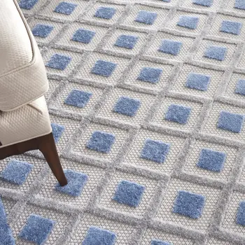 7' X 10' Blue And Gray Indoor Outdoor Area Rug