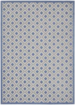 8' X 11' Blue And Gray Indoor Outdoor Area Rug