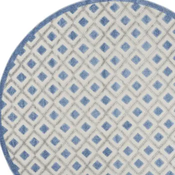8' Blue And Gray Round Indoor Outdoor Area Rug