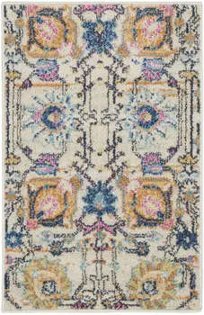 2' X 3' Ivory And Blue Floral Area Rug