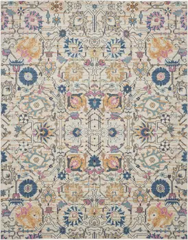 8' X 10' Ivory And Blue Floral Area Rug