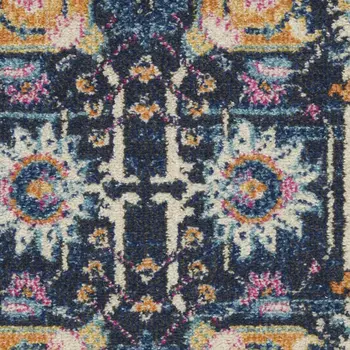 2' X 3' Navy Blue Yellow And Pink Floral Area Rug