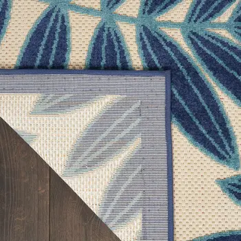 6' X 9' Blue And Ivory Floral Indoor Outdoor Area Rug