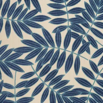 7' X 10' Blue And Ivory Floral Indoor Outdoor Area Rug