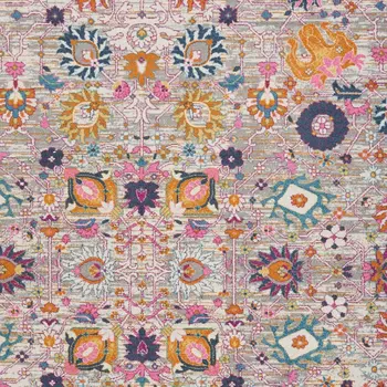 8' X 10' Silver Gray And Pink Floral Distressed Area Rug