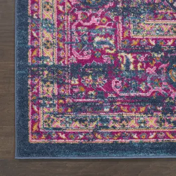 2' X 3' Blue And Pink Medallion Distressed Area Rug