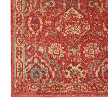 4' Fuchsia And Blue Oriental Distressed Round Rug