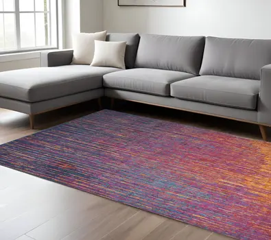 8' X 10' Blue And Orange Abstract Area Rug
