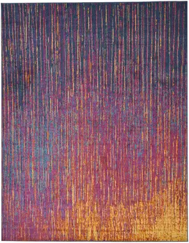 8' X 10' Blue And Orange Abstract Area Rug