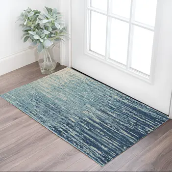 2' X 3' Blue And Ivory Abstract Area Rug