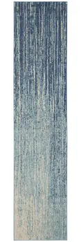 10' Blue And Ivory Abstract Runner Rug