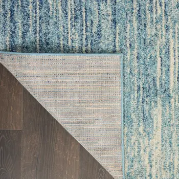 10' Blue And Ivory Abstract Runner Rug