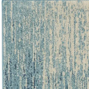 8' Blue And Ivory Abstract Runner Rug