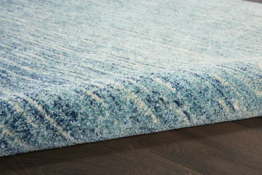 8' Blue And Ivory Abstract Runner Rug
