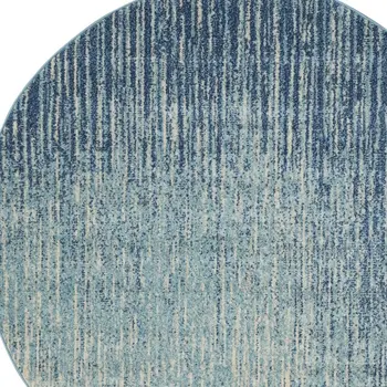 5' Blue And Ivory Abstract Round Rug