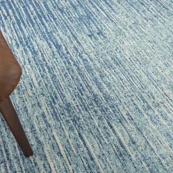 8' Blue And Ivory Abstract Round Rug