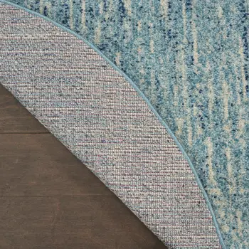 8' Blue And Ivory Abstract Round Rug