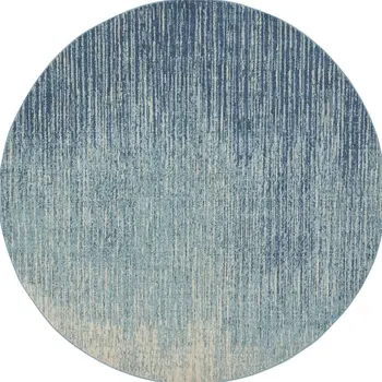 8' Blue And Ivory Abstract Round Rug