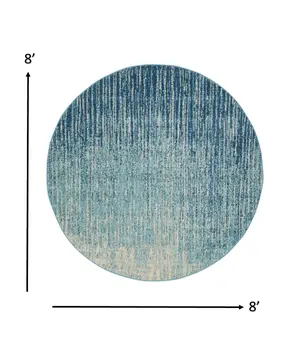8' Blue And Ivory Abstract Round Rug