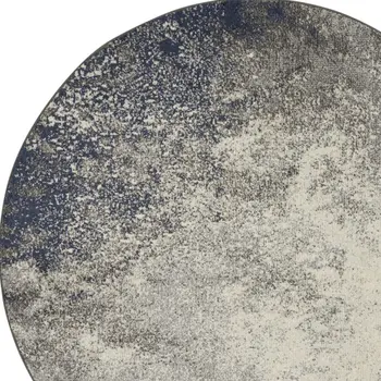 4' Gray And Ivory Abstract Round Rug