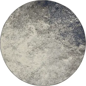 4' Gray And Ivory Abstract Round Rug