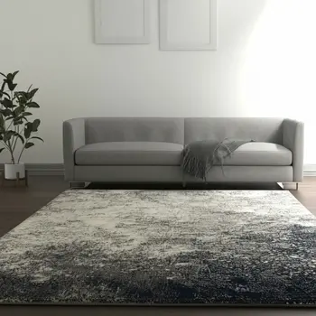 5' X 7' Gray And Ivory Abstract Area Rug