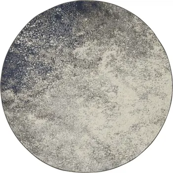 5' Gray And Ivory Abstract Round Rug