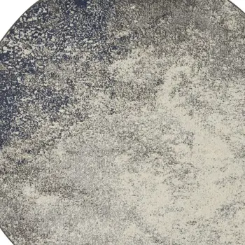 5' Gray And Ivory Abstract Round Rug
