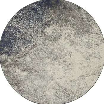 5' Gray And Ivory Abstract Round Rug
