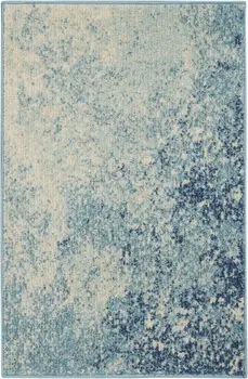 2' X 3' Blue And Ivory Abstract Area Rug